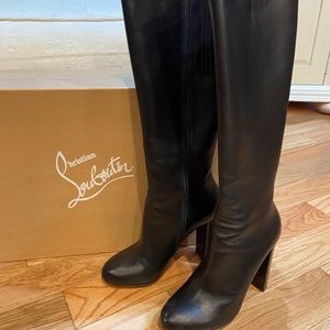 Tall black leather Christian Louboutin boot